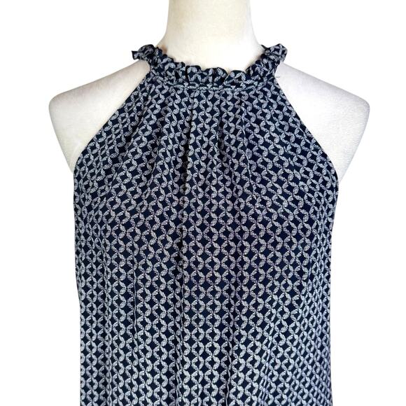 Cynthia Rowley 100% Silk Black & White Geometric Print Halter Sleeveless Blouse - Picture 4 of 10